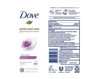 Dovedryspraypinkrosaapdeoae (Dove Advanced Care Dry Spray Pink Rosa 48h Antiperspirant Deodorant)
